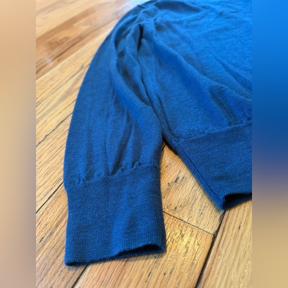 Brooks Brothers Sweater Mens Size L 100% Wool Italian Yarn Pullover V-neck Blue - Picture 5 of 11